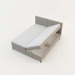 Łóżka Tapicerowane|Łóżka| Łóżko kontynentalne beżowe MARY 160x200 cm