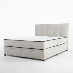 Łóżka Tapicerowane|Łóżka|inny Łóżko kontynentalne jasnoszare LAURITA SQUARE 180x200 cm