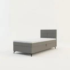 Łóżko kontynentalne jasnoszare MARY 90x200 cm