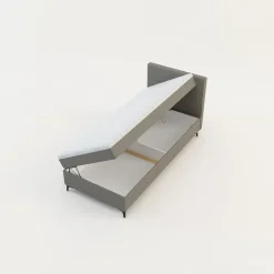 Łóżko kontynentalne jasnoszare MARY 90x200 cm