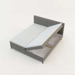 Łóżka Tapicerowane|Łóżka| Łóżko kontynentalne jasnoszare MARY 180x200 cm