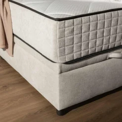 Łóżka Tapicerowane|Łóżka|inny Łóżko kontynentalne jasnoszare LAURITA SQUARE 140x200 cm