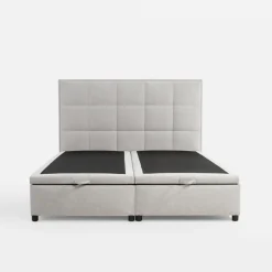 Łóżka Tapicerowane|Łóżka|inny Łóżko kontynentalne jasnoszare LAURITA SQUARE 140x200 cm