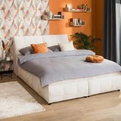 Łóżko kontynentalne kremowe LORENZO HR 140x200 cm