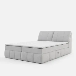 Łóżka Tapicerowane|Łóżka| Łóżko kontynentalne szare LORENZO HR 160x200 cm