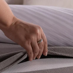 Dzieci inny Łóżko kontynentalne z materacem szare SILLA 80x200 cm