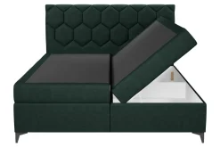Łóżka Tapicerowane|Łóżka| Łóżko kontynentalne z pojemnikiem zielone MEGAN PU 140x200 cm