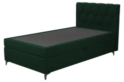inny Łóżko kontynentalne z pojemnikiem zielone MEGAN PU 120x200 cm