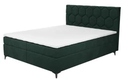 Łóżka Tapicerowane|Łóżka| Łóżko kontynentalne z pojemnikiem zielone MEGAN PU 180x200 cm