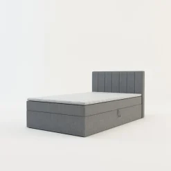 inny Łóżko kontynentalne z toperem szare PEDRO PU 120x200 cm