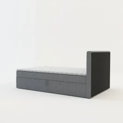 inny Łóżko kontynentalne z toperem szare PEDRO PU 120x200 cm