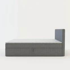 Łóżko kontynentalne z toperem szare PEDRO PU 140x200 cm