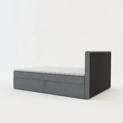 Łóżko kontynentalne z toperem szare PEDRO PU 140x200 cm