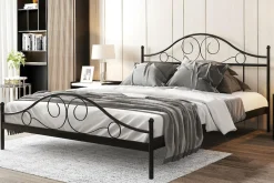 Łóżka| Łóżko metalowe ze stelażem czarne ANTIC 140x200 cm