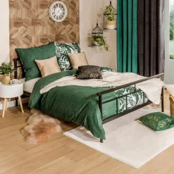 Łóżka| Łóżko metalowe ze stelażem czarne TADEUSZ 180x200 cm