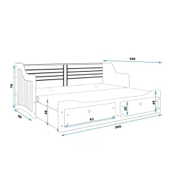 Łóżka|inny Łóżko młodzieżowe rozsuwane biało-szare GRAND 90-160x200 cm