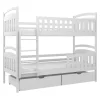Dzieci Łóżko piętrowe białe AGATKA 2S, ze stelażem