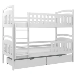 Dzieci Łóżko piętrowe białe AGATKA 2S, ze stelażem