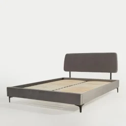 Łóżko szare ze stelażem KONTREXT 160x200 cm