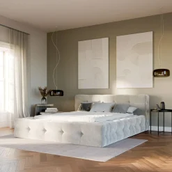 Łóżka Tapicerowane|Łóżka|inny Łóżko tapicerowane beżowe ANNA 120x200 cm