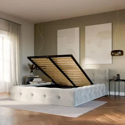 Łóżka Tapicerowane|Łóżka|inny Łóżko tapicerowane beżowe ANNA 120x200 cm