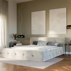 Łóżka Tapicerowane|Łóżka|inny Łóżko tapicerowane beżowe ANNA 140x200 cm