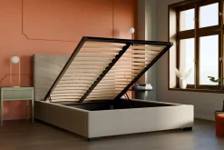 inny Łóżko tapicerowane beżowe LAURA CORTO 140x200 cm