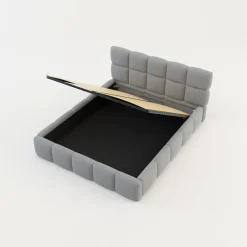 Łóżka Tapicerowane|Łóżka| Łóżko tapicerowane boucle jasnoszare CELINE 160x200 cm