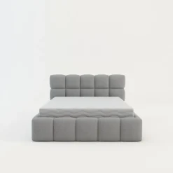 Łóżko tapicerowane boucle jasnoszare CELINE 140x200 cm