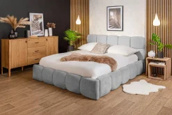 Łóżko tapicerowane boucle jasnoszare CELINE 140x200 cm