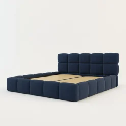 Łóżko tapicerowane boucle niebieskie CELINE 180x200 cm
