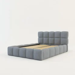 Łóżko tapicerowane boucle szaroniebieskie CELINE 140x200 cm