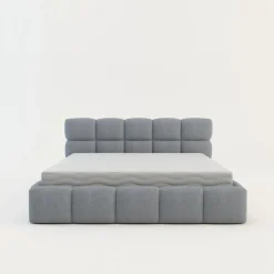 Łóżka Tapicerowane|Łóżka| Łóżko tapicerowane boucle szaroniebieskie CELINE 180x200 cm