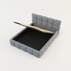 Łóżka Tapicerowane|Łóżka| Łóżko tapicerowane boucle szaroniebieskie CELINE 160x200 cm