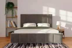 inny Łóżko tapicerowane brązowe STELLA ALTO 160x200 cm