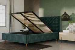 inny Łóżko tapicerowane ciemnozielone NICOLA ALTO 160x200 cm