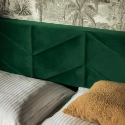 inny Łóżko tapicerowane ciemnozielone VIVIANE CORTO 140x200 cm
