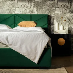 inny Łóżko tapicerowane ciemnozielone VIVIANE CORTO 140x200 cm