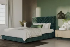 inny Łóżko tapicerowane ciemnozielone NICOLA CORTO 160x200 cm