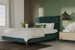 inny Łóżko tapicerowane ciemnozielone NICOLA ALTO 120x200 cm