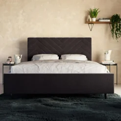 Łóżka Tapicerowane|Łóżka| Łóżko tapicerowane czarne DOMENICA ALTO 160x200 cm