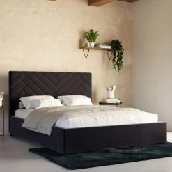 inny Łóżko tapicerowane czarne DOMENICA CORTO 180x200 cm