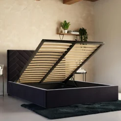 inny Łóżko tapicerowane czarne DOMENICA CORTO 180x200 cm