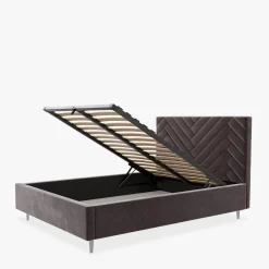 Łóżka Tapicerowane|Łóżka| Łóżko tapicerowane czarne DOMENICA ALTO 140x200 cm