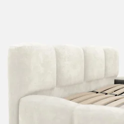 Łóżka Tapicerowane|Łóżka| Łóżko tapicerowane jasnobeżowe ANGELICA 180x200 cm