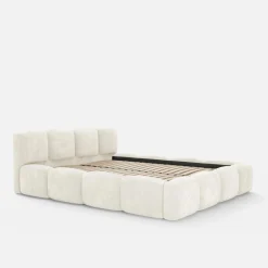 Łóżka Tapicerowane|Łóżka| Łóżko tapicerowane jasnobeżowe ANGELICA 160x200 cm
