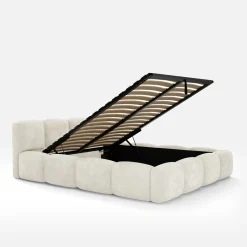 Łóżka Tapicerowane|Łóżka| Łóżko tapicerowane jasnobeżowe ANGELICA 160x200 cm