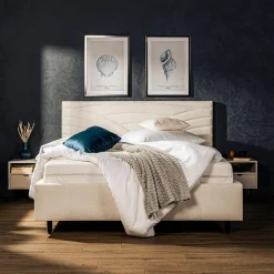 Łóżka Tapicerowane|Łóżka|inny Łóżko tapicerowane kremowe LAURA ALTO 140x200 cm