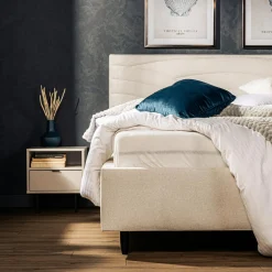 inny Łóżko tapicerowane kremowe LAURA ALTO 160x200 cm