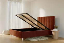 inny Łóżko tapicerowane pomarańczowe SOFIA ALTO 140x200 cm